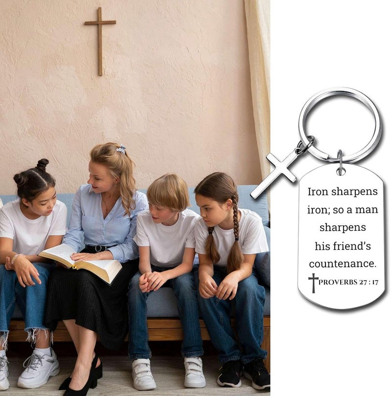 GiftYou Inspirational Scripture Metal Key Chains with Cross Pendant - Bible Verse Keychain Religious Gift for Christian - Image 2